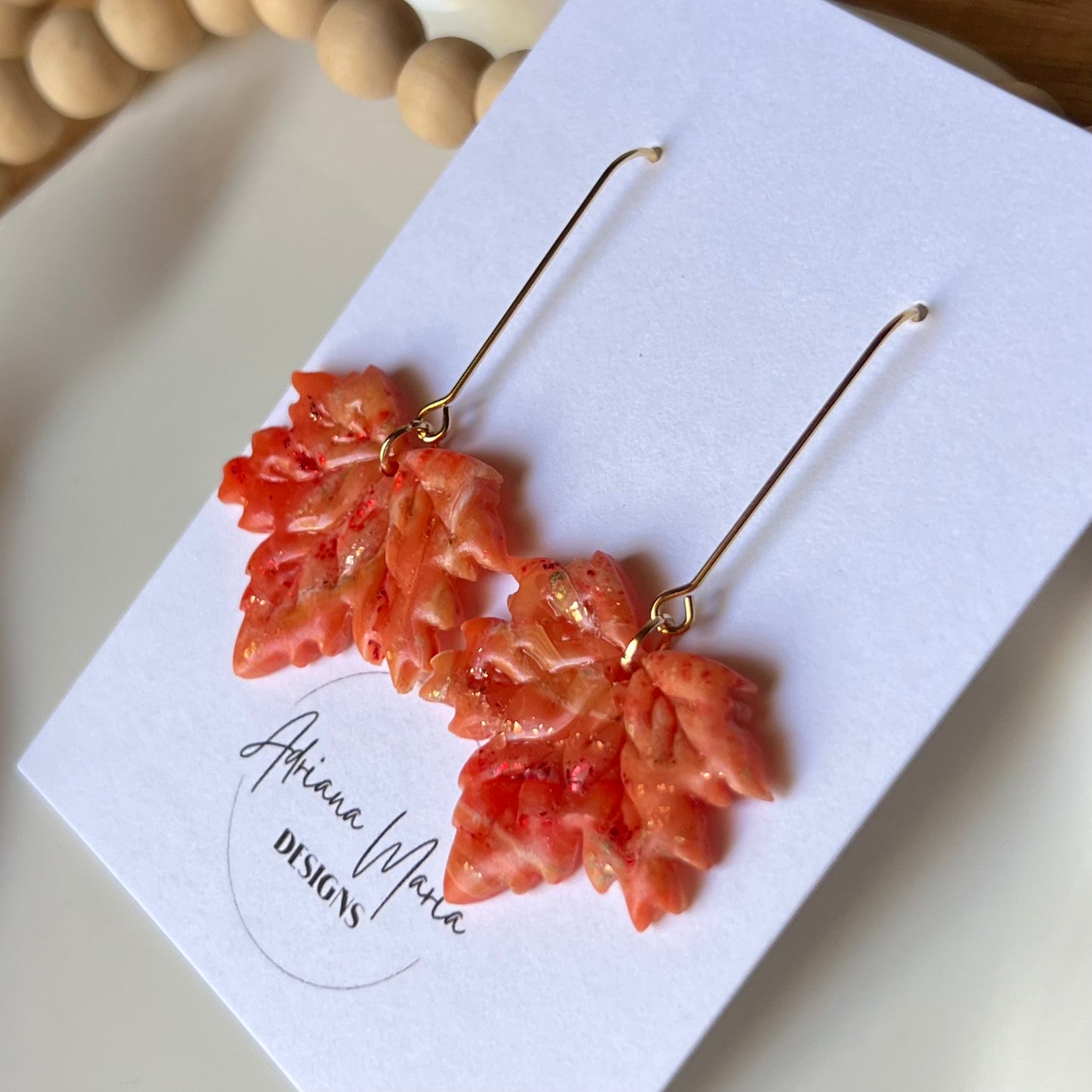 Maple Leaf Polymer Clay Earrings