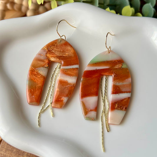 Earthen Glow Statement Arch Polymer Clay Earrings