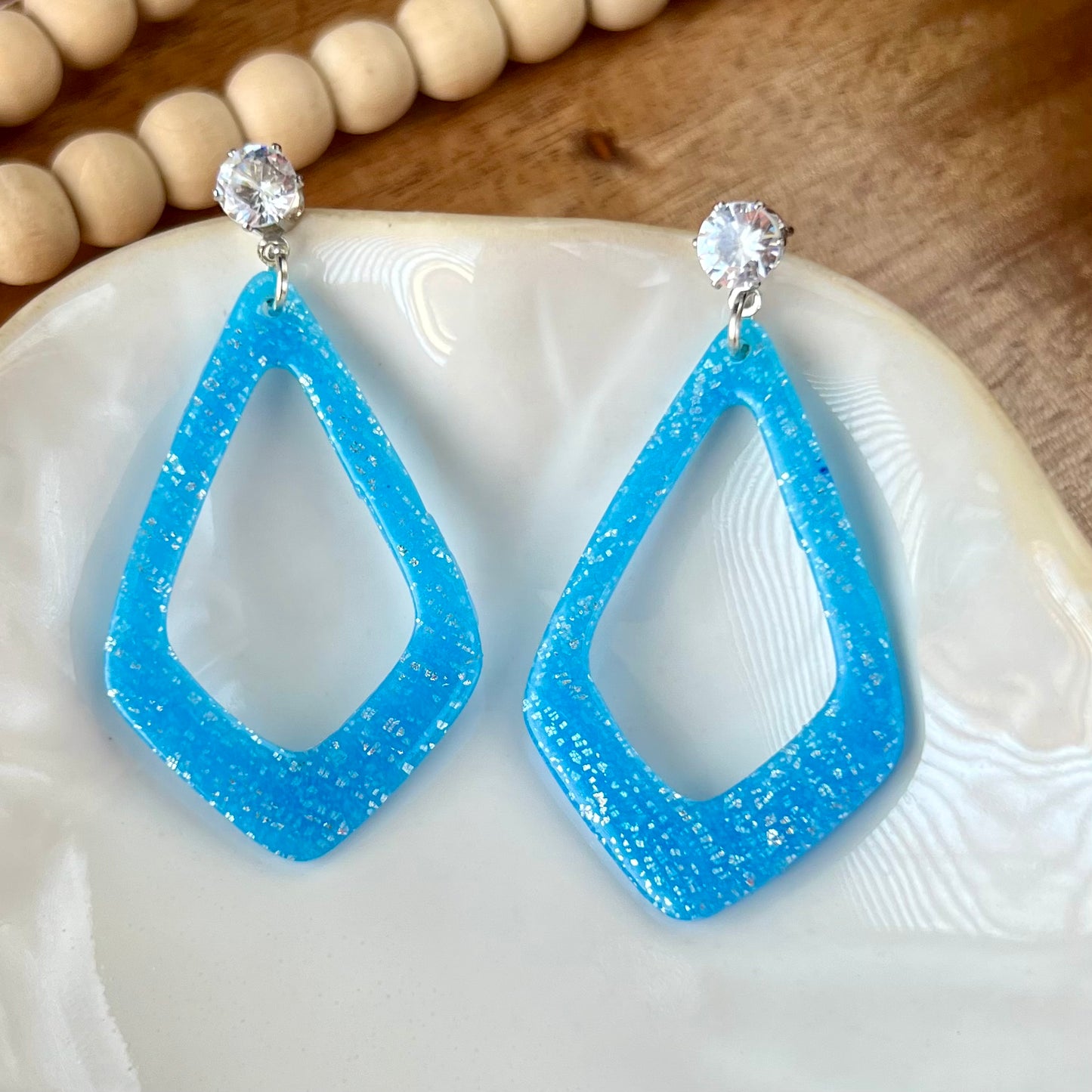 Blue & Silver Translucent Polymer Clay Earrings