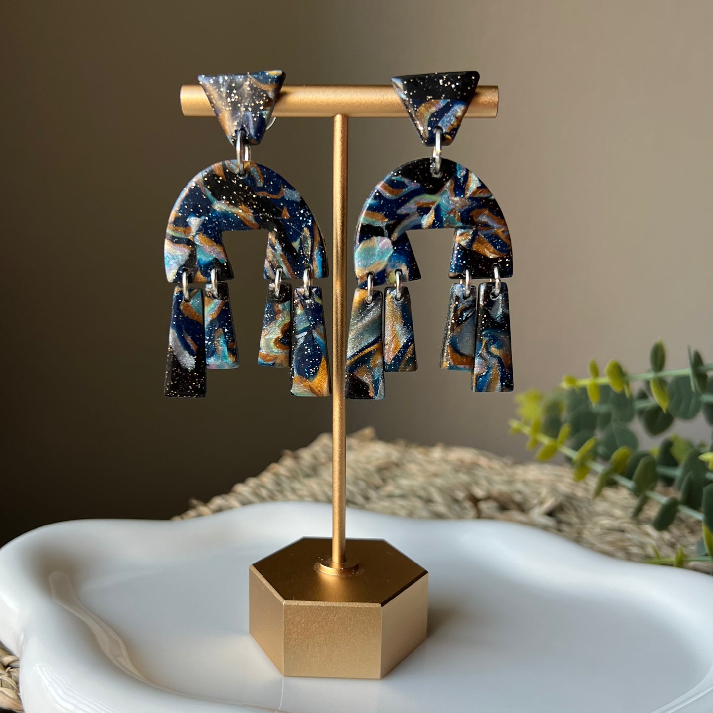 Dark Galaxy Polymer Clay Earrings