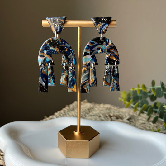 Dark Galaxy Polymer Clay Earrings