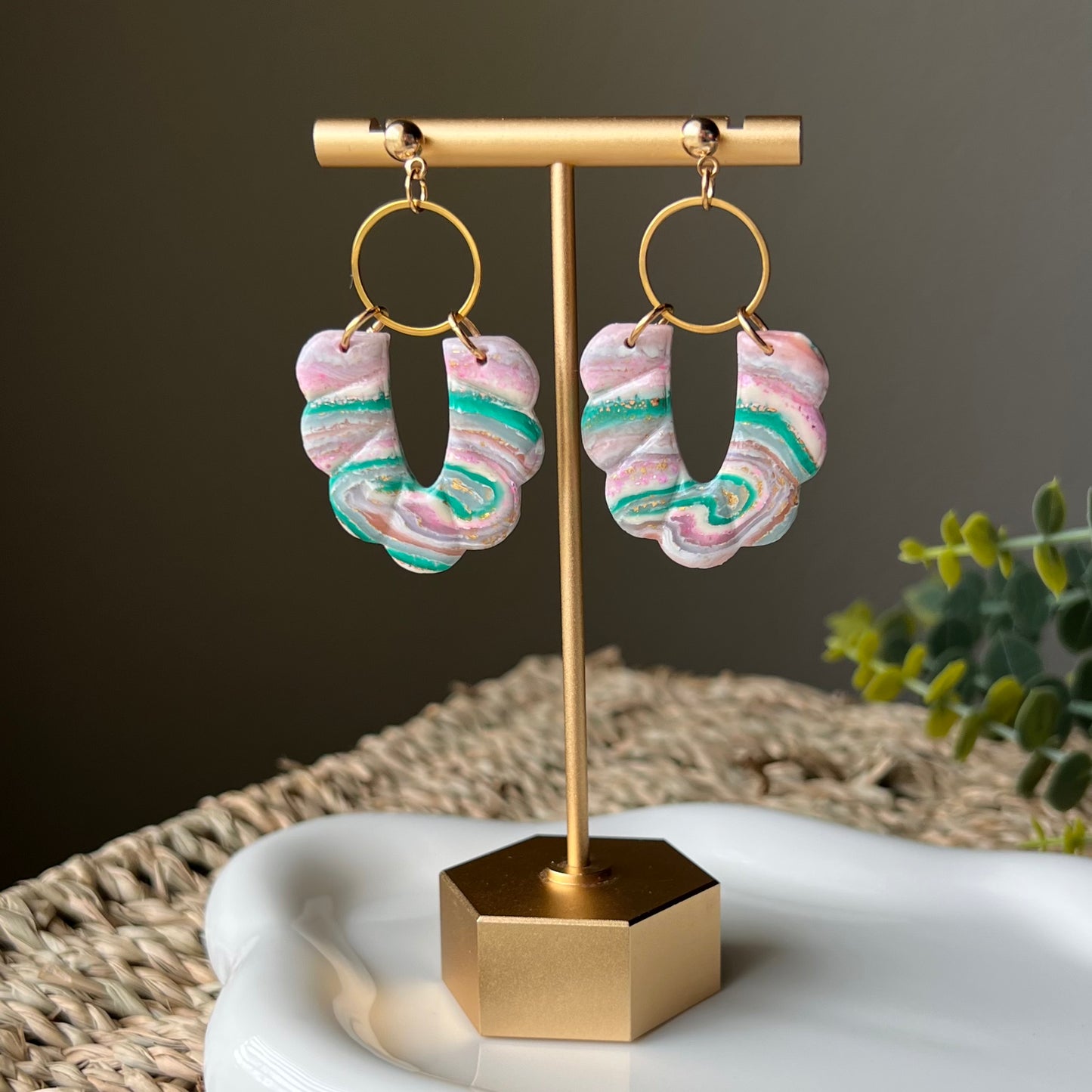 Faux Agate Polymer Clay Earrings