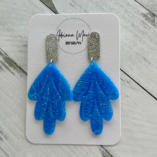 Blue & Silver Translucent Polymer Clay Earrings