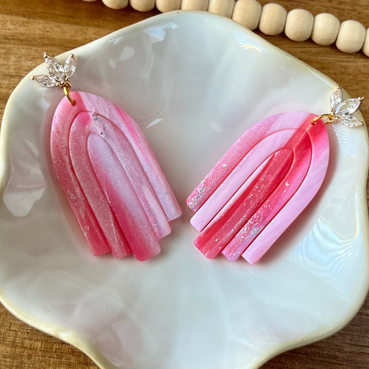 Pink Marble Arch Polymer Clay Earrings