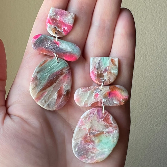 Color Flux Polymer Clay Statement Earrings