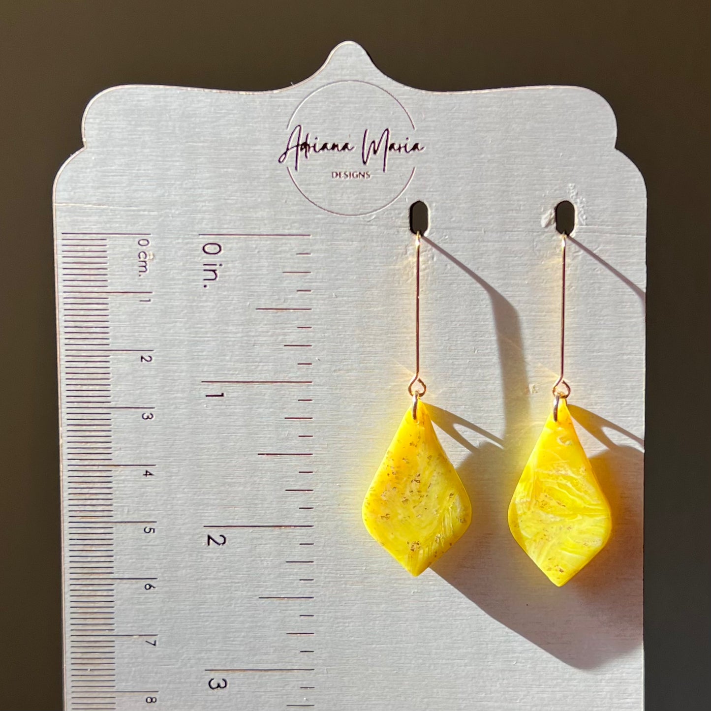 Yellow Marbled Polymer Clay Earrings