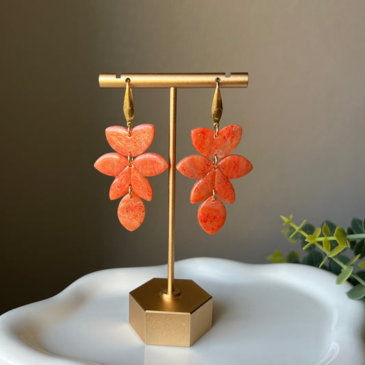 Orange Foilage Clay Dangle Earrings