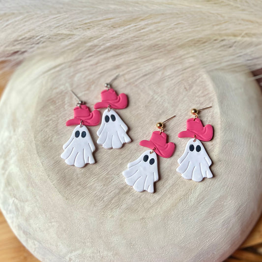 Ghost Cowgirl Polymer Clay Earrings