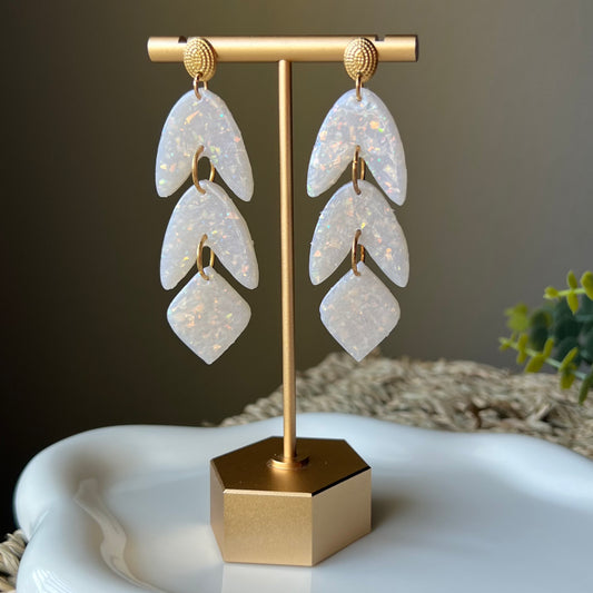 Opal Polymer Clay Statement Earrings