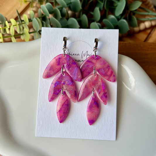 Purple Foliage Leaf Dangles with Half Hoops
