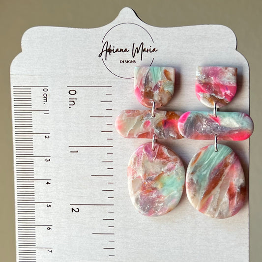 Color Flux Polymer Clay Statement Earrings