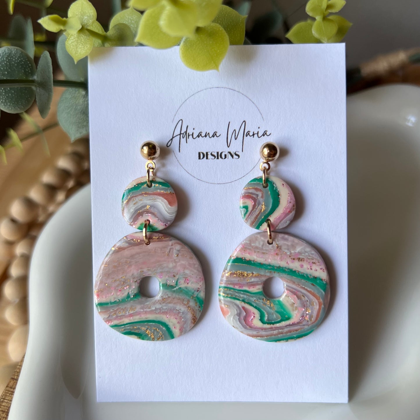 Faux Agate Polymer Clay Earrings