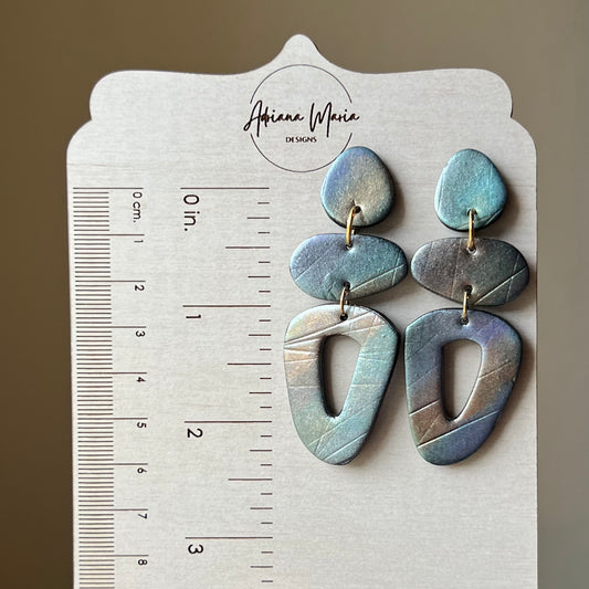 Mica Painted Polymer Clay Earrings - lightweight dangles