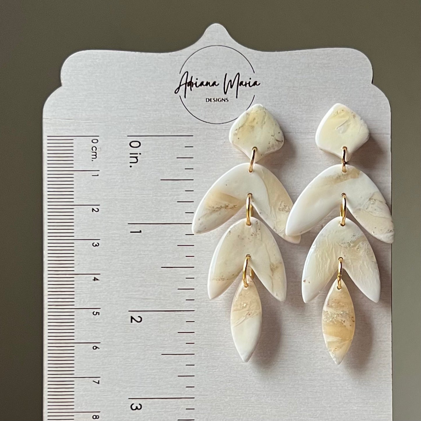 Warm Ivory Petal Clay Earrings