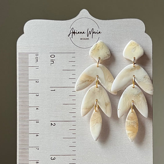 Warm Ivory Petal Clay Earrings