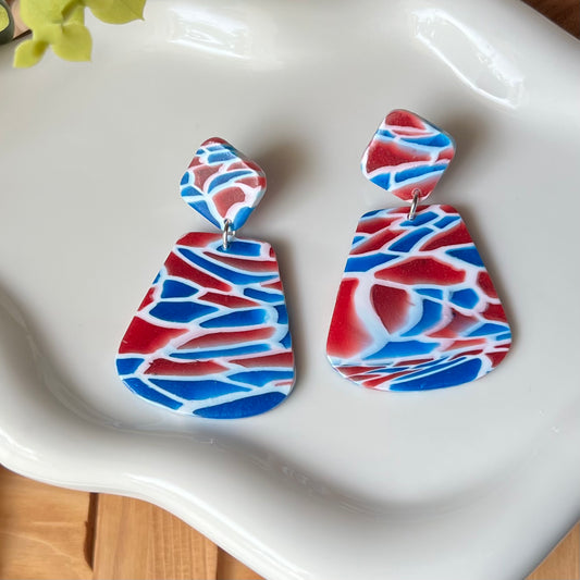 Red, White & Blue Translucent Clay Earrings