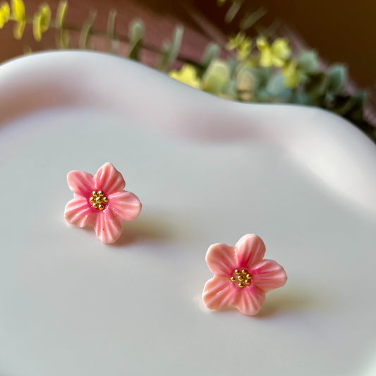 Cherry Blossom Sakura Flower Clay Stud Earrings