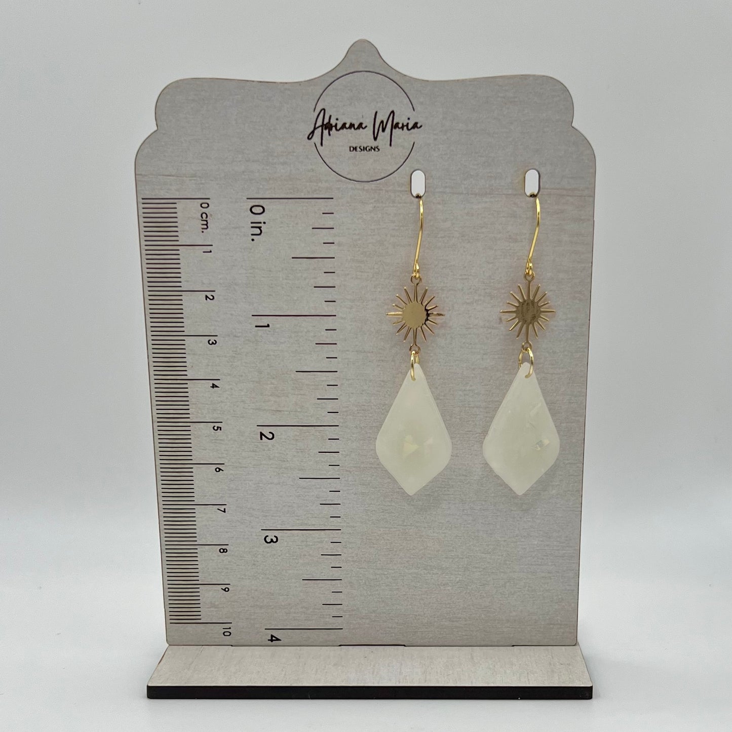 Translucent Iridescent Drop Sunburst Polymer Clay Earrings