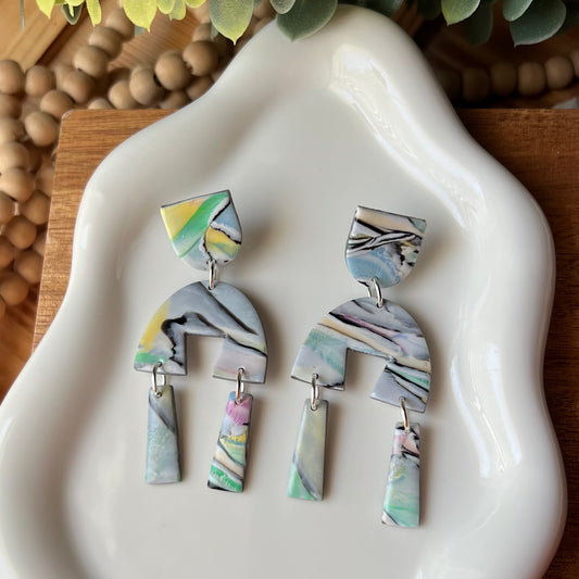 Chromatic Pulse Polymer Clay Statement Earrings