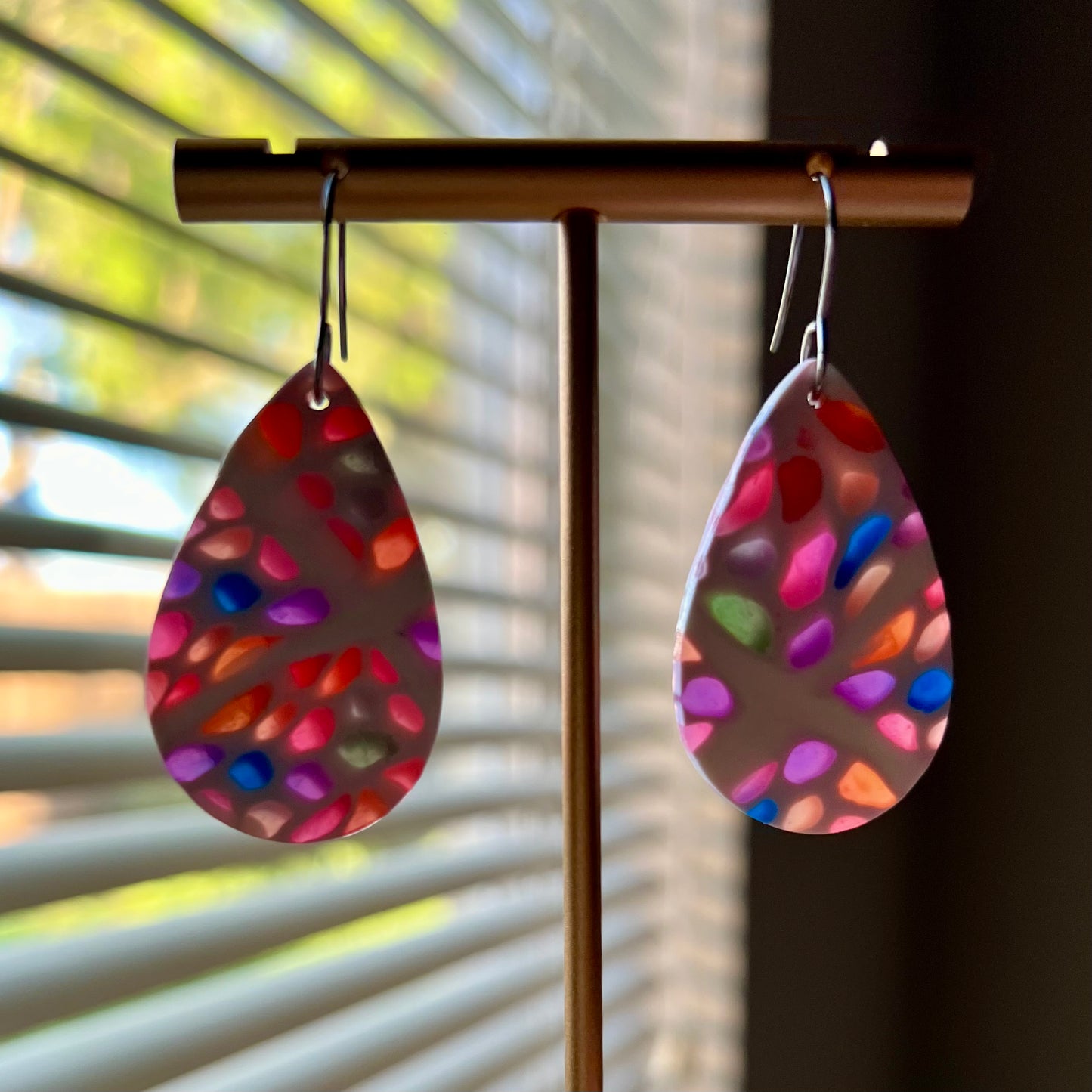Fruity Nougat Teardrop Polymer Clay Dangle Earrings