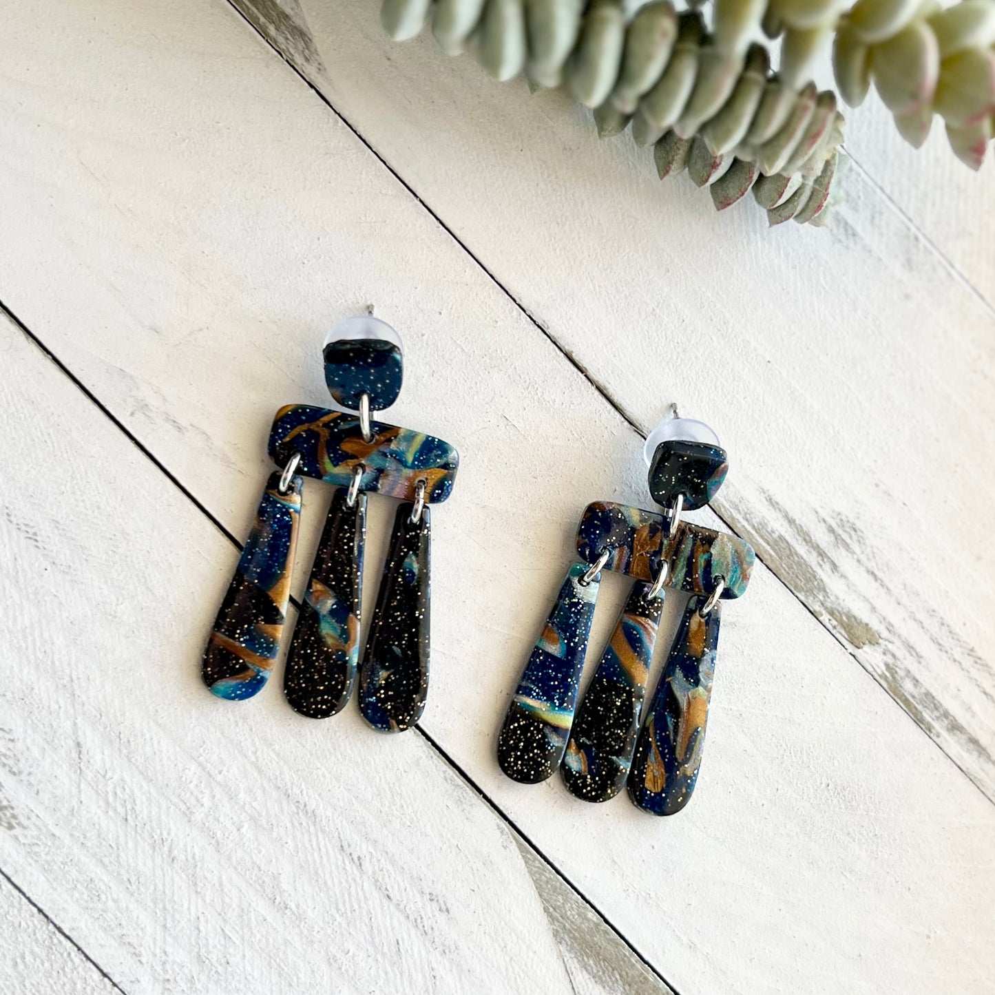 Dark Galaxy Polymer Clay Earrings