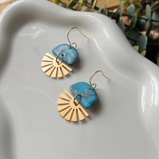 Turquoise Stone Polymer Clay Earrings