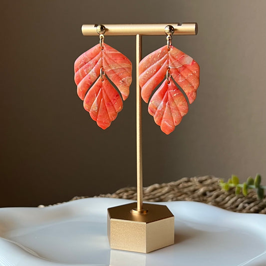 Orange Marbled Polymer Clay Earrings