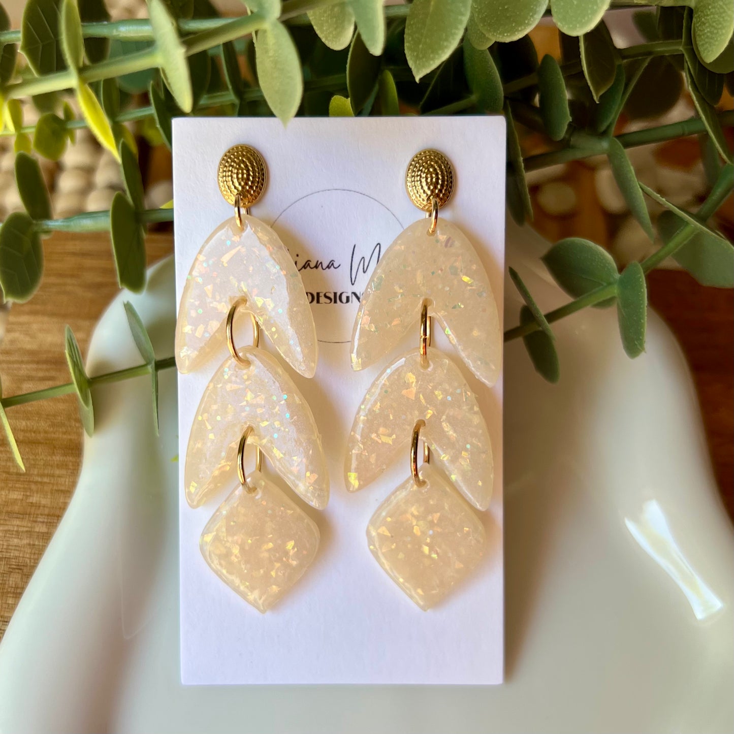 Opal Statement Polymer Clay Earrings