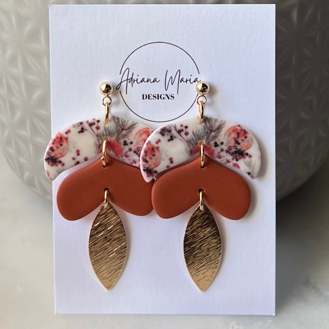 Fall Spice Print Clay Earrings