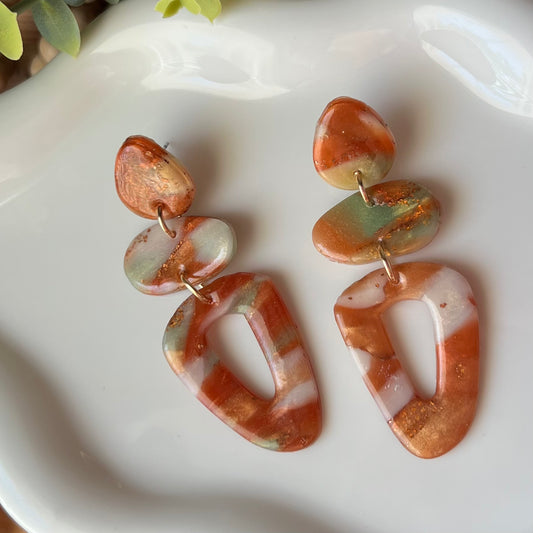 Earthen Glow Polymer Clay Statement Earrings