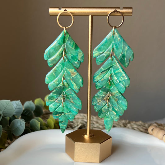 Emerald Green Translucent Polymer Clay Statement Earrings