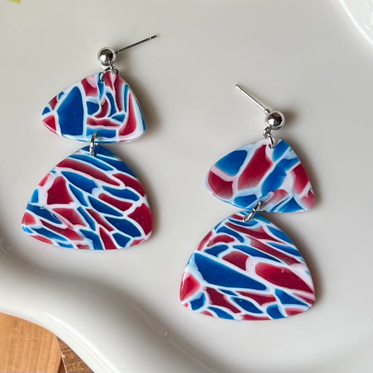 Red, White & Blue Translucent Polymer Clay Earrings