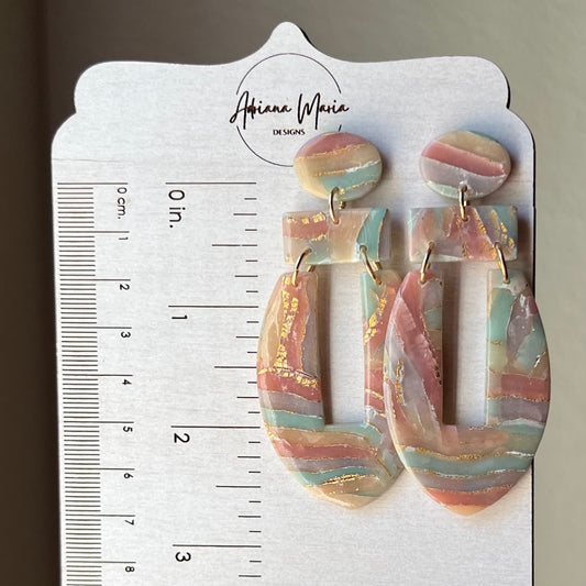 Colorful Marble Translucent Polymer Clay Statement Earrings