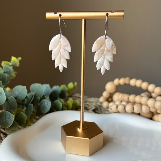 Warm Ivory Leaf Clay Earrings