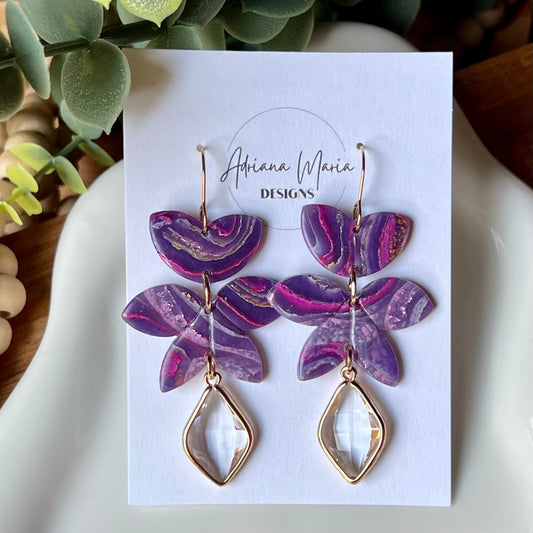 Dream In Purple: Agate Marbled Polymer Clay Statement Earrings