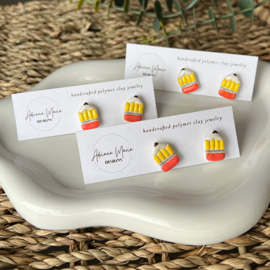 Chubby Pencil Polymer Clay Stud Earrings
