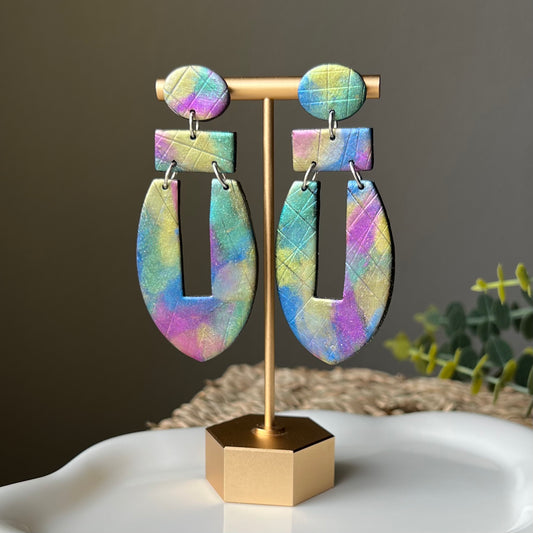 Mica Painted Polymer Clay Statement Earrings