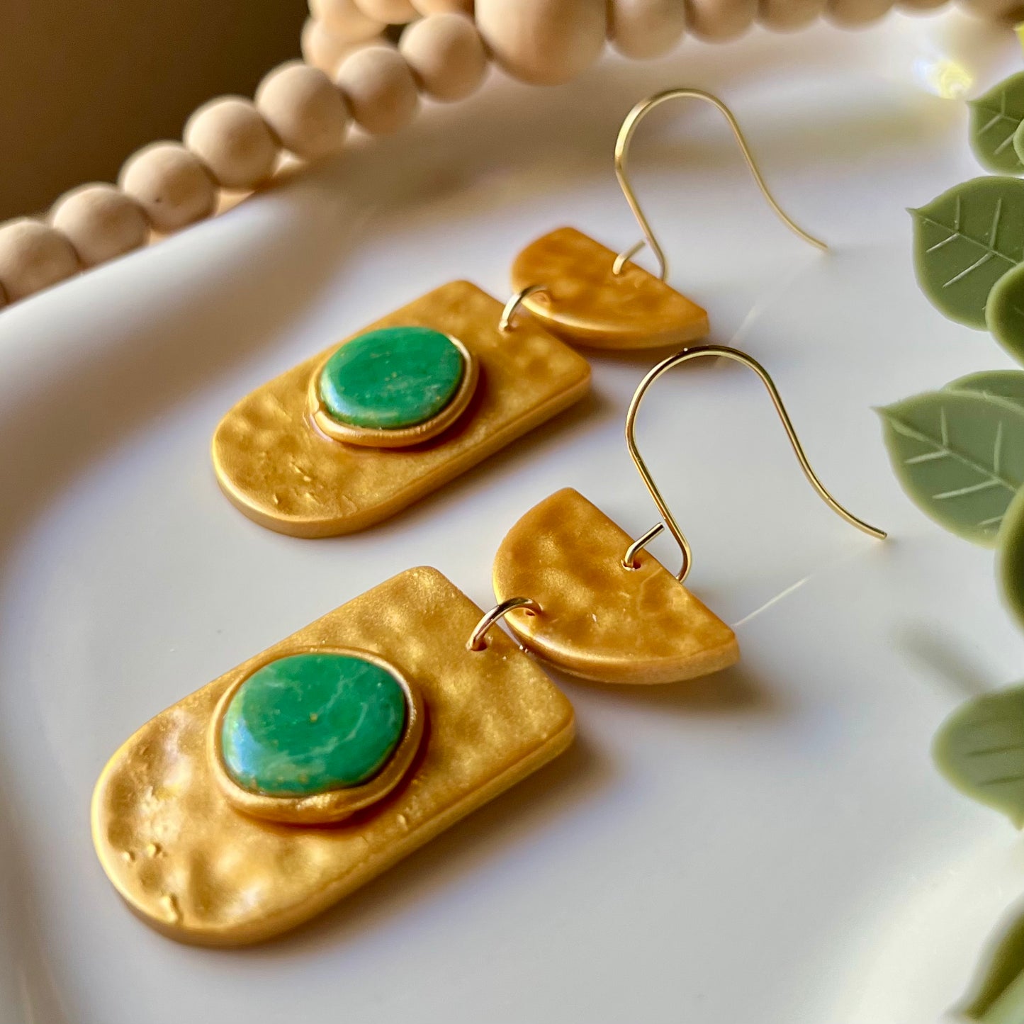 Faux Metal Polymer Clay Bezel Earrings