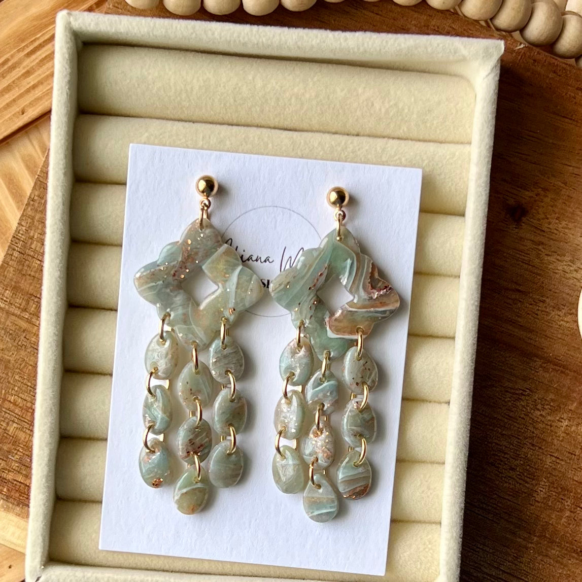Ethereal Waves Collection: Chandelier Polymer Clay Earrings