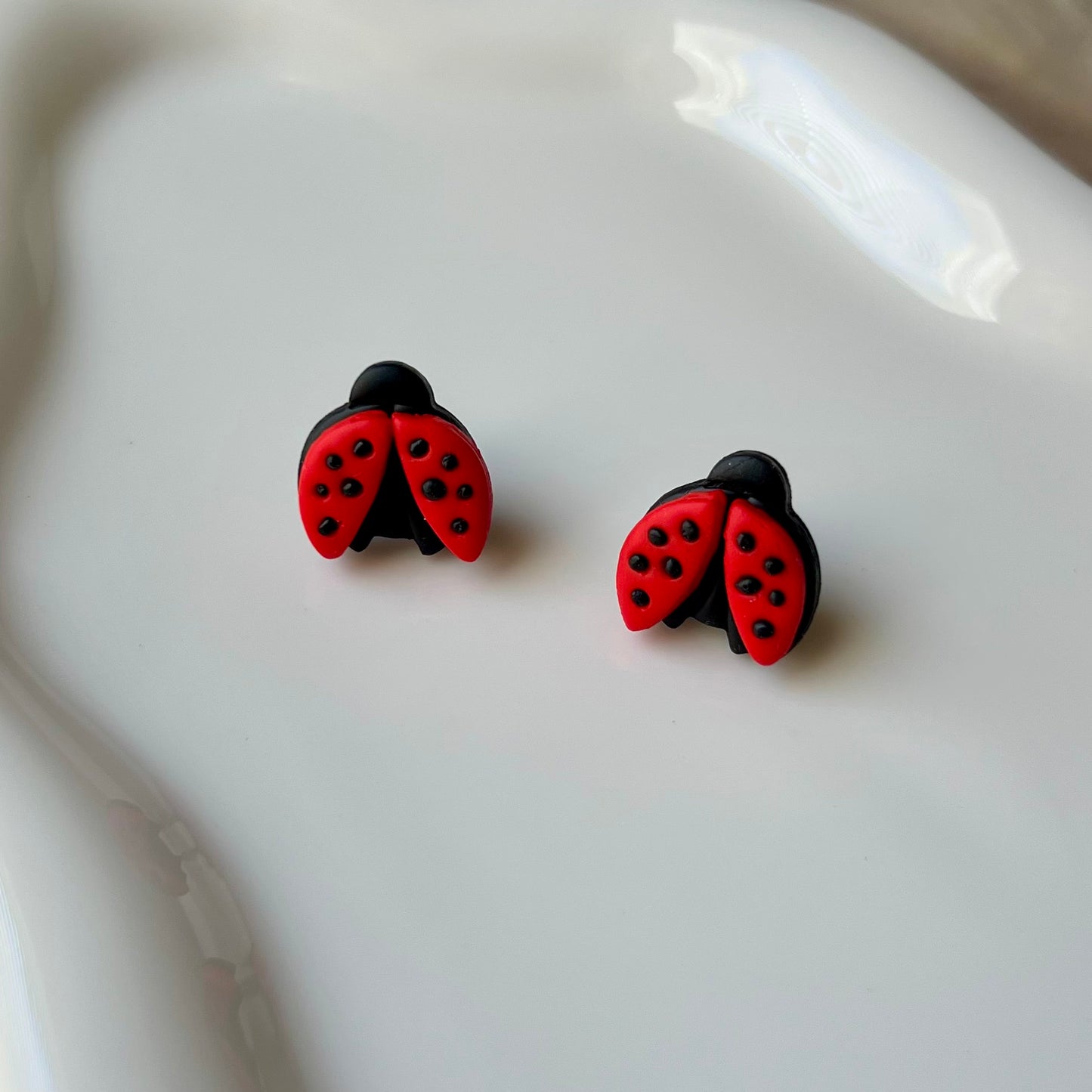 Ladybug Polymer Clay Stud Earrings