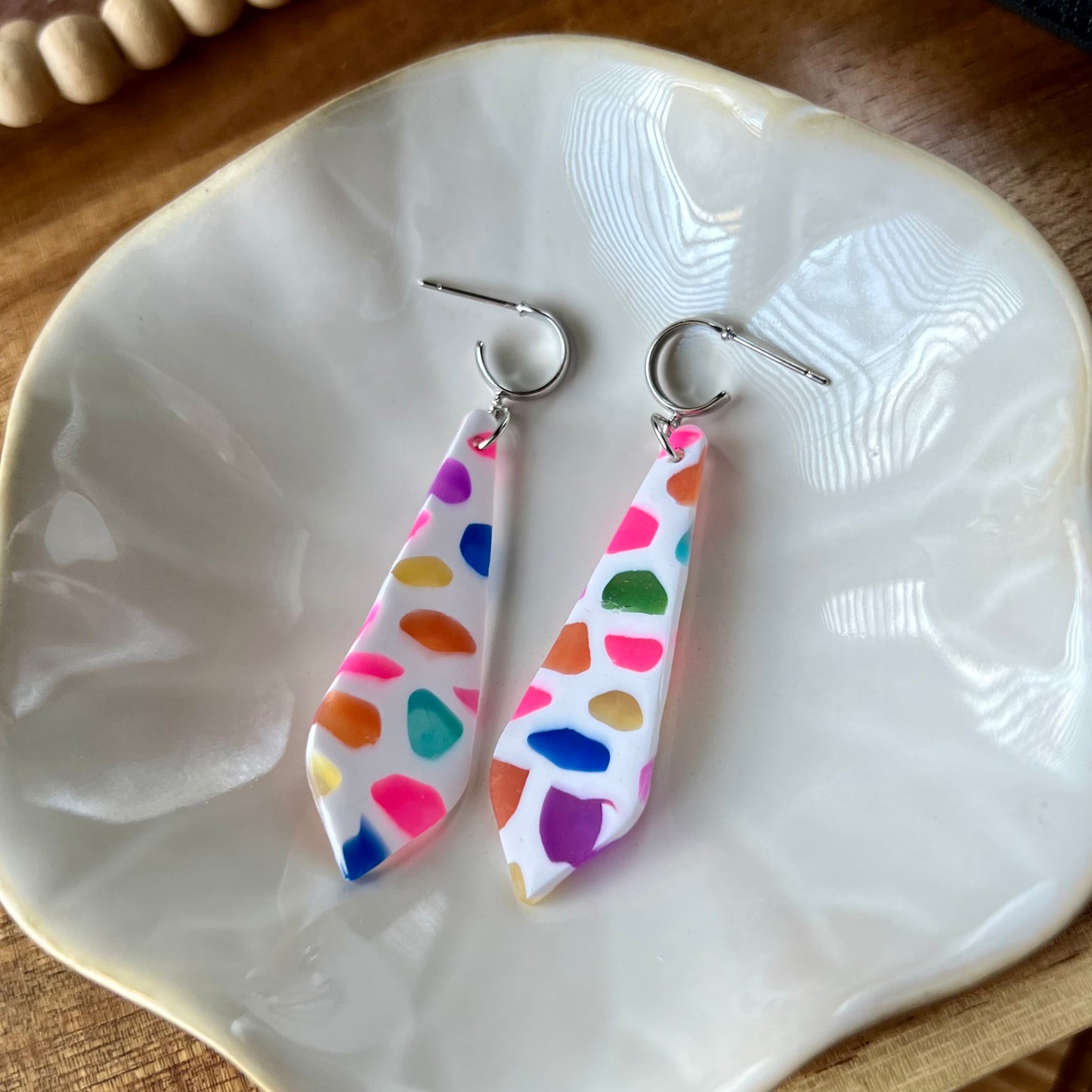 Rainbow Jelly Nougat Translucent Polymer Clay Earrings