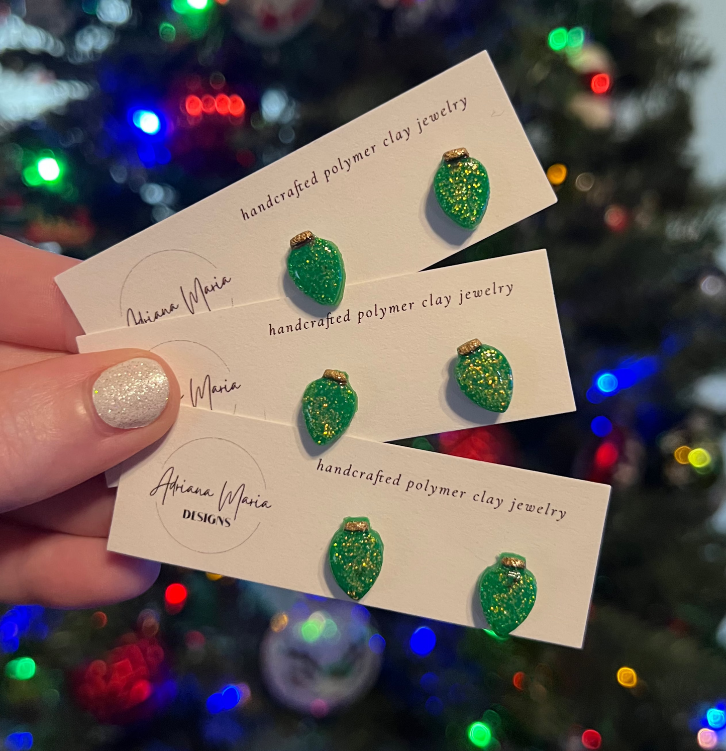 Christmas Lightbulb Polymer Clay Stud Earrings
