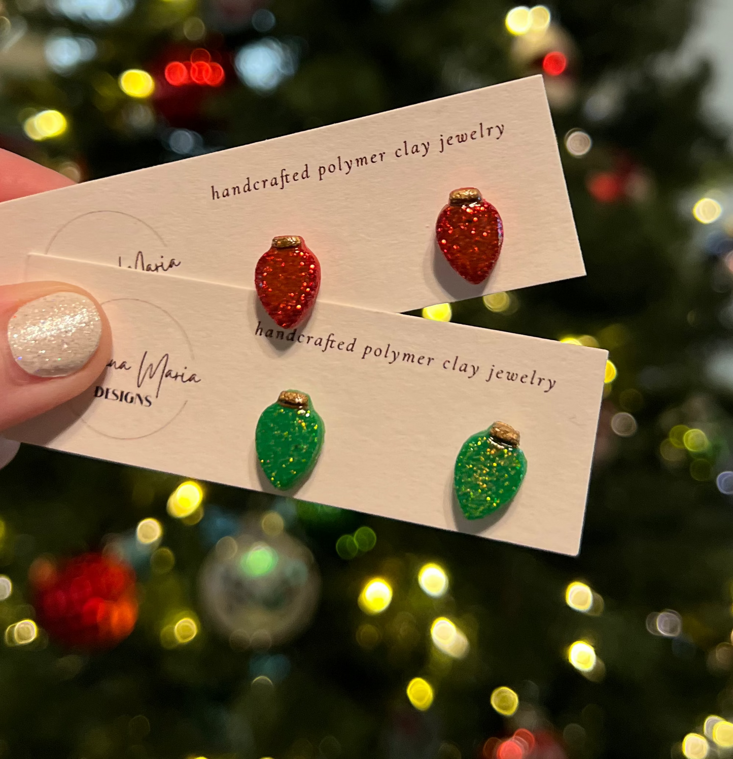 Christmas Lightbulb Polymer Clay Stud Earrings