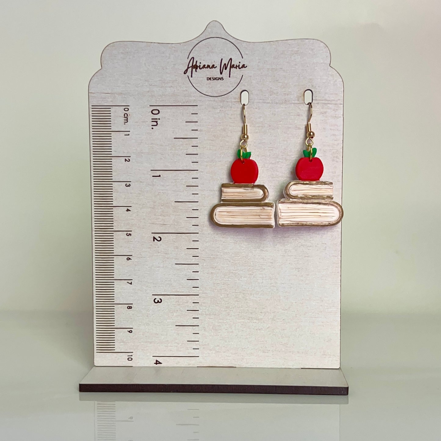 Teacher’s Gift - Back To School - Apple & Stacked Books Polymer Clay Earrings