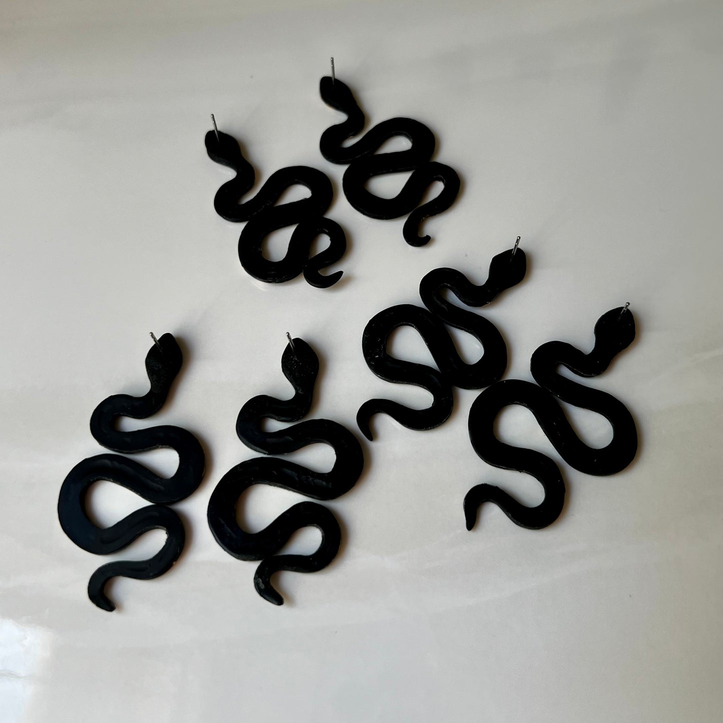 Black & Gold Snake Polymer Clay Stud Earrings